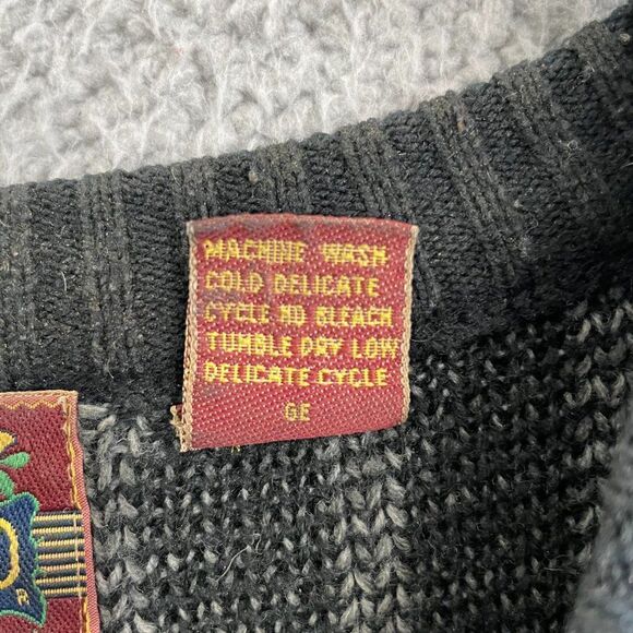 VTG Desica Sweater Men XLT Black Leather Trim‎ Grandpa Knit Pullover - Picture 5 of 10